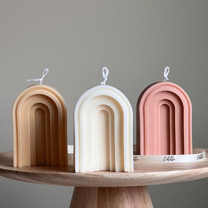 Arch Soy Candle: Sculptural Pillar Candle, Home Decor