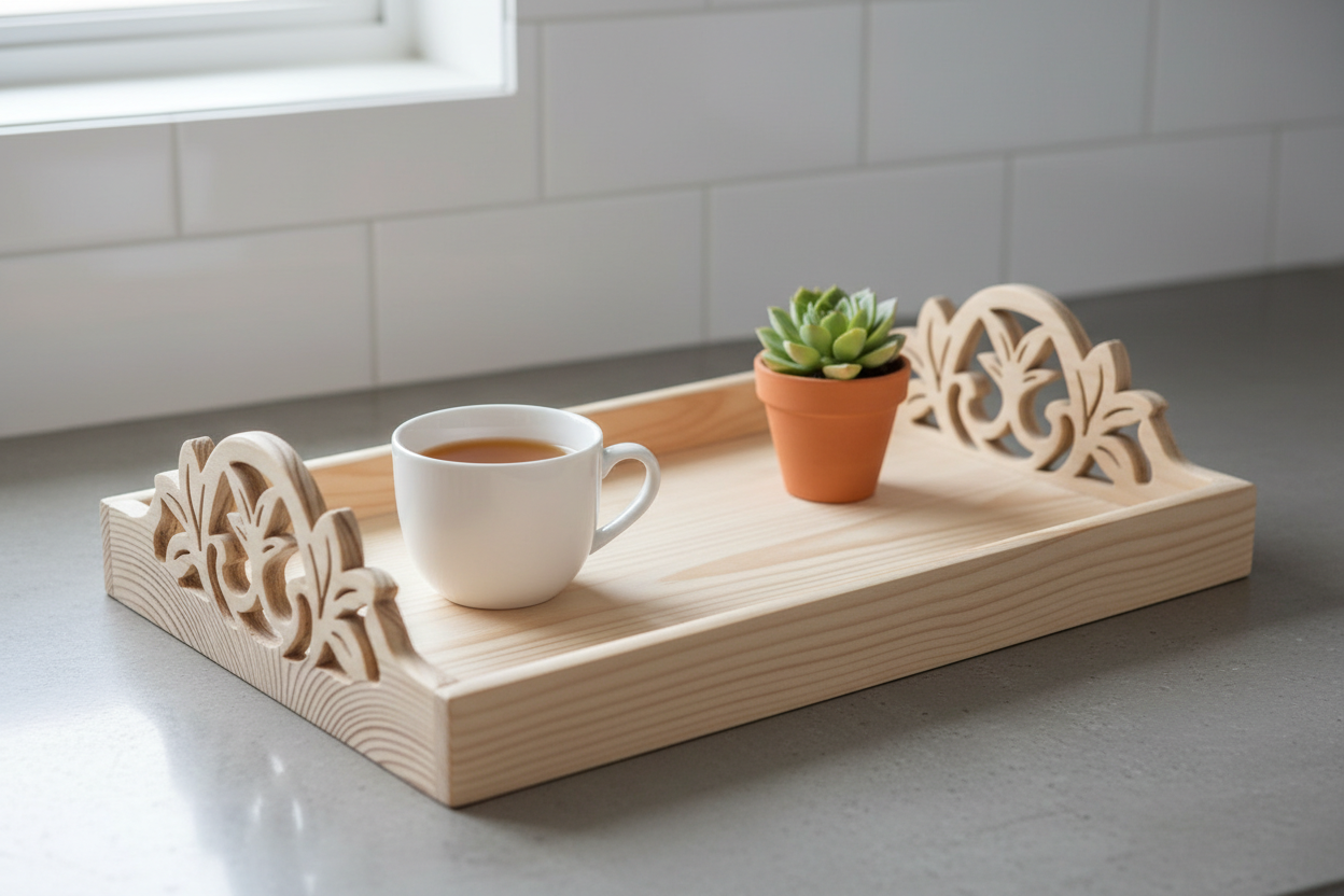 Wood Serving Tray with CNC Cut Handles – Premium wood selection