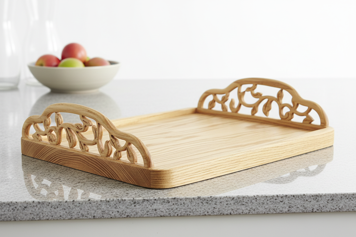 Wood Serving Tray – Rustic Vine Handle Style