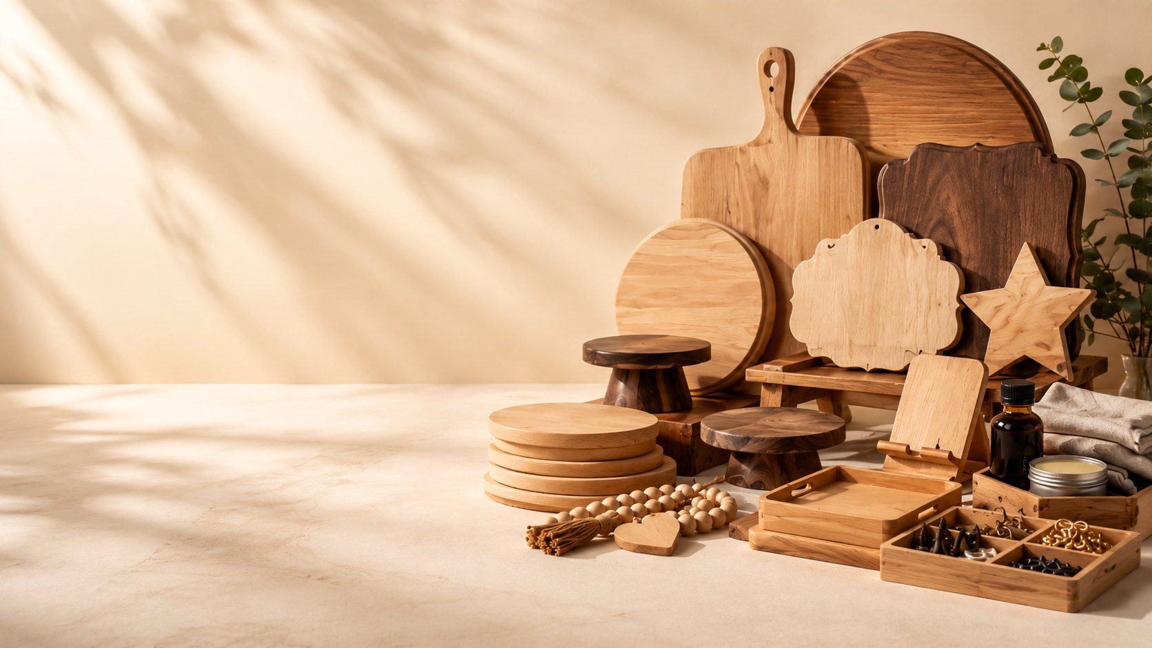 Premium ready-made wood pieces, blanks, stands, and care supplies