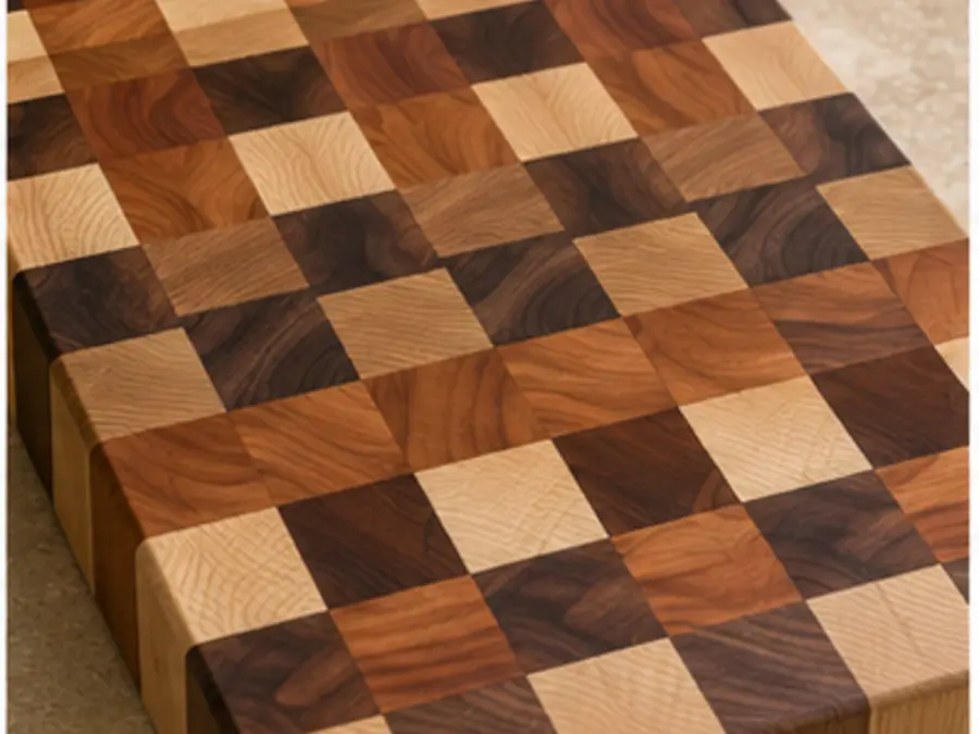 Three-Wood End-Grain Butcher Block