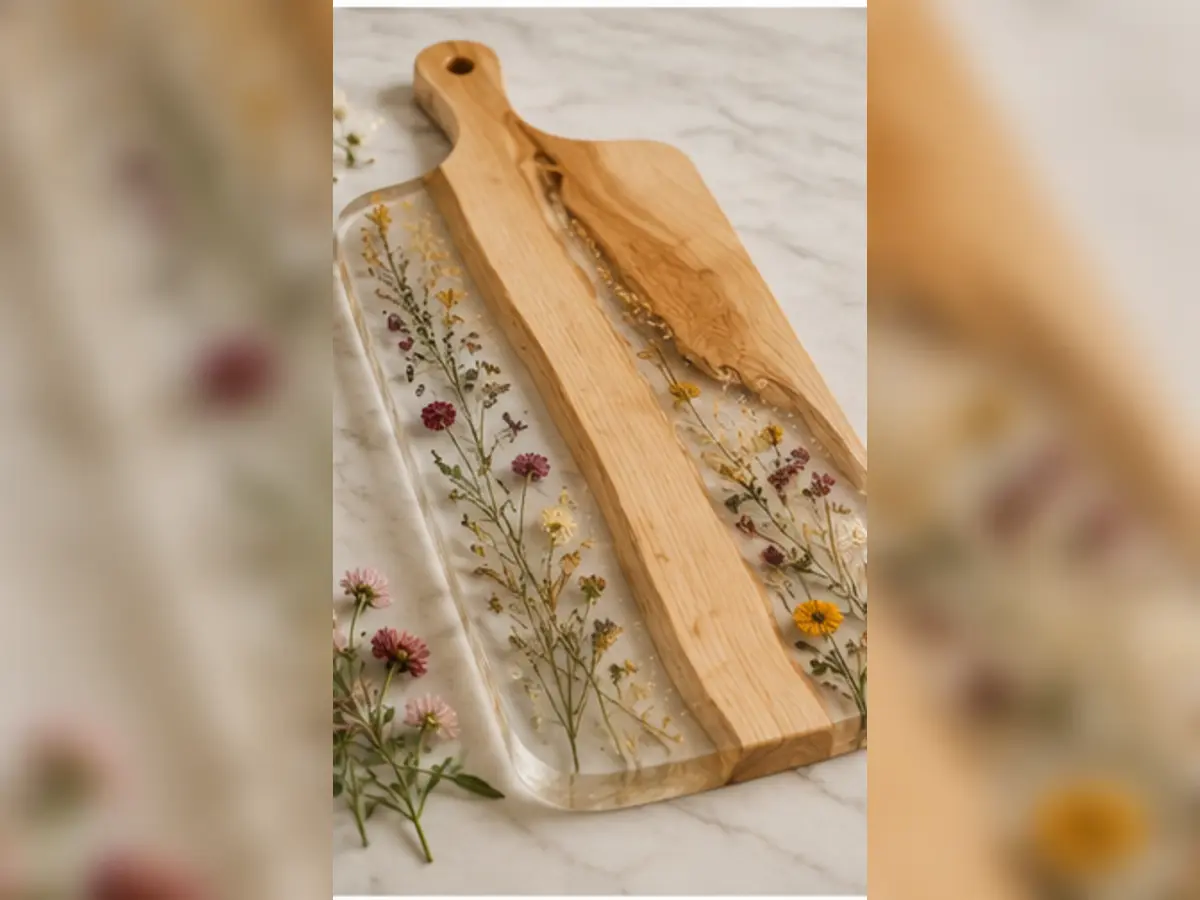 Floral Resin Serving Board