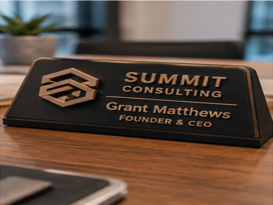 Business Logo Desk Sign
