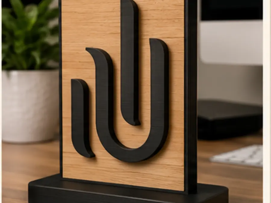 Hardwood & 3D-Printed Logo Trophy