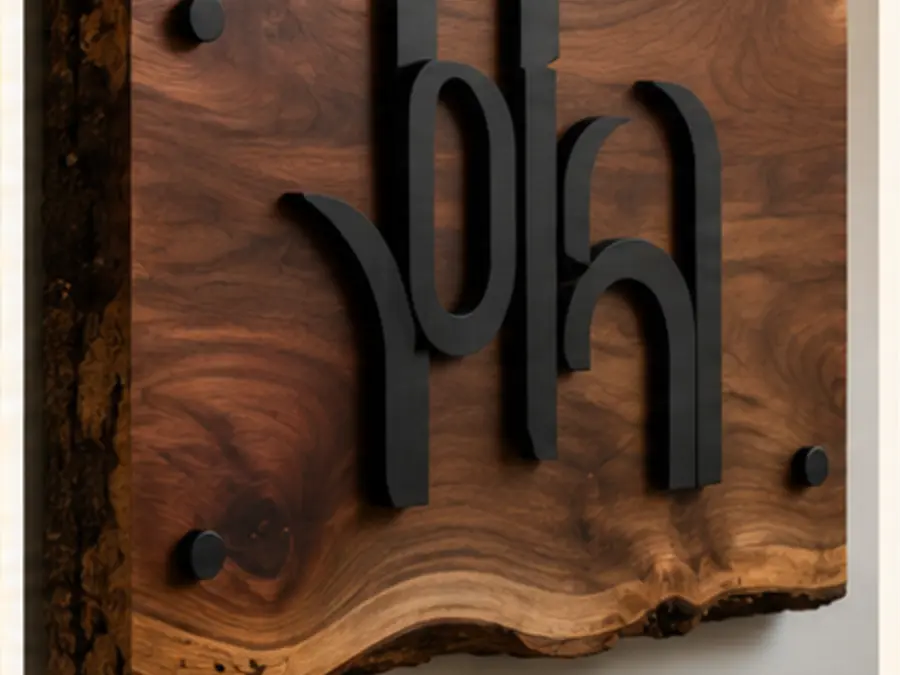 Live-Edge Walnut Raised Initials