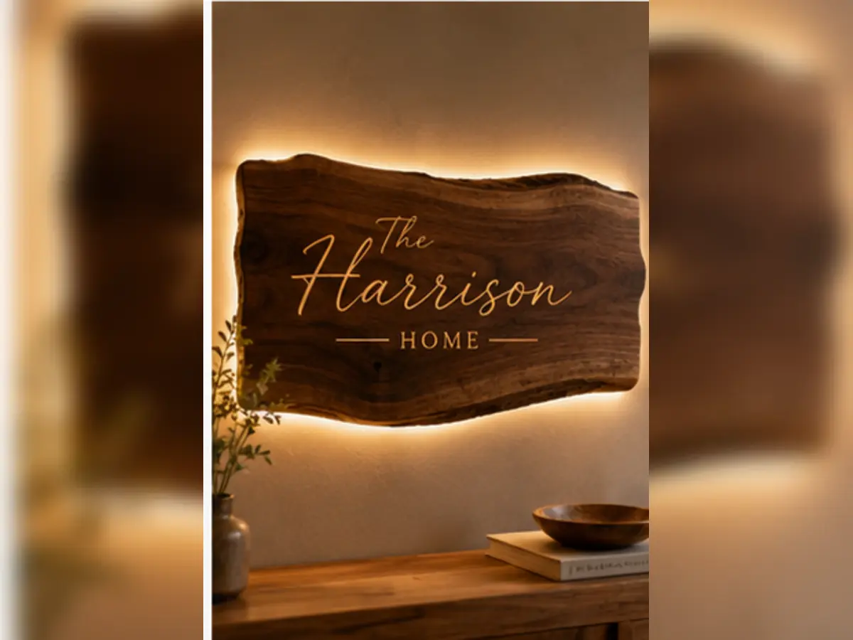 Illuminated Live-Edge Name Sign