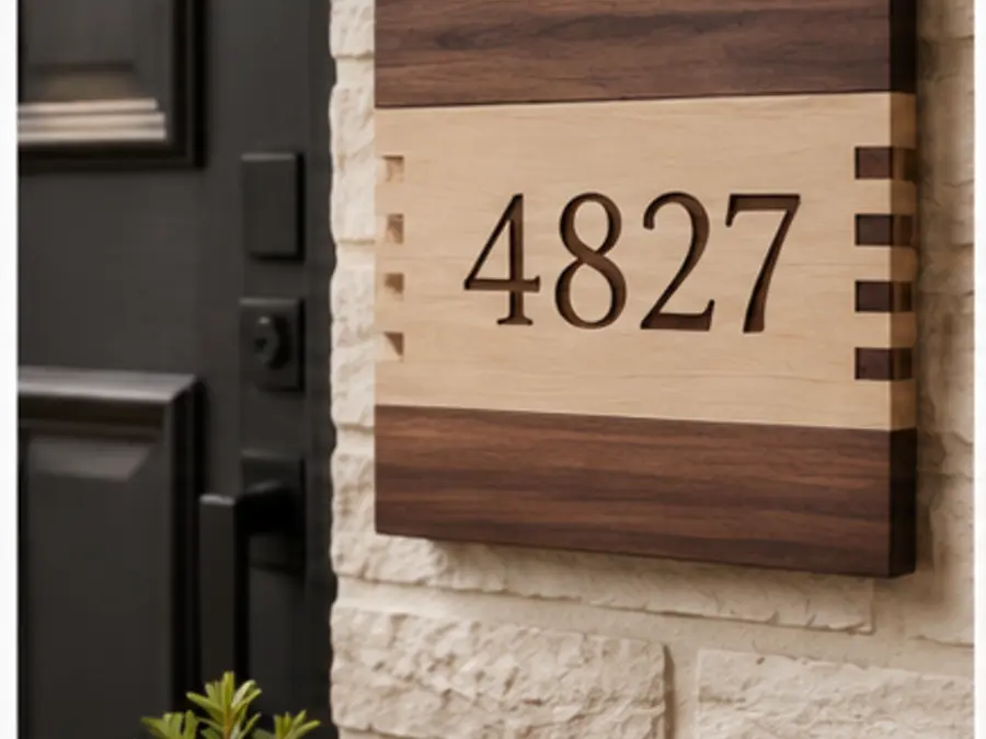 Walnut & Maple House Number Sign