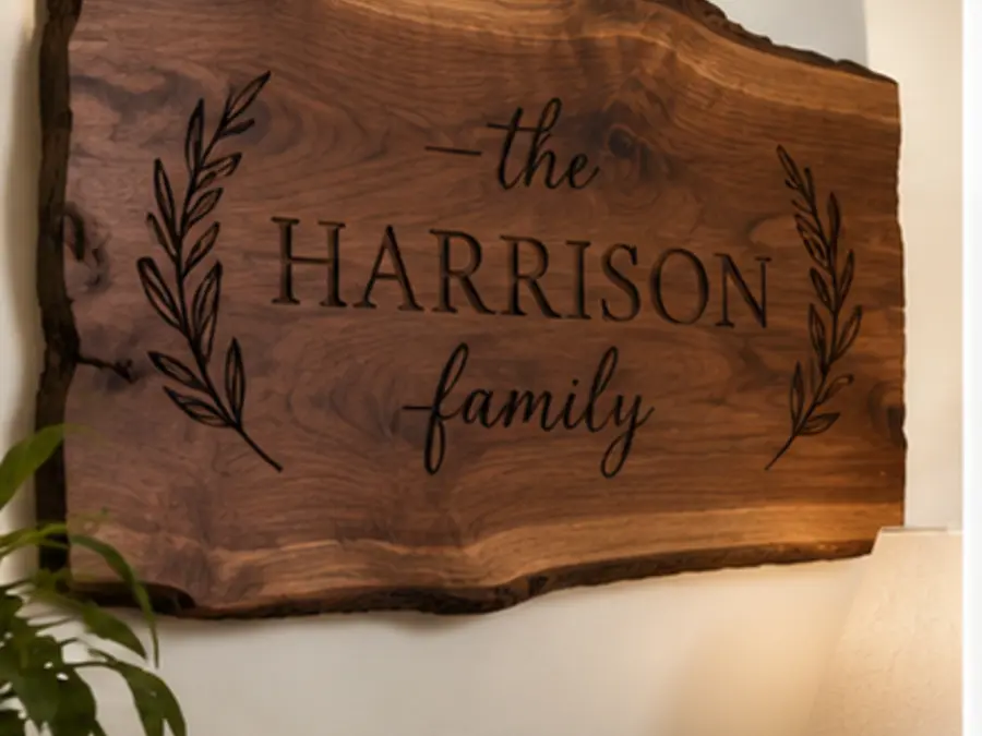 Live-Edge Walnut Family Sign