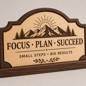Three Wood Executive Desk Sign