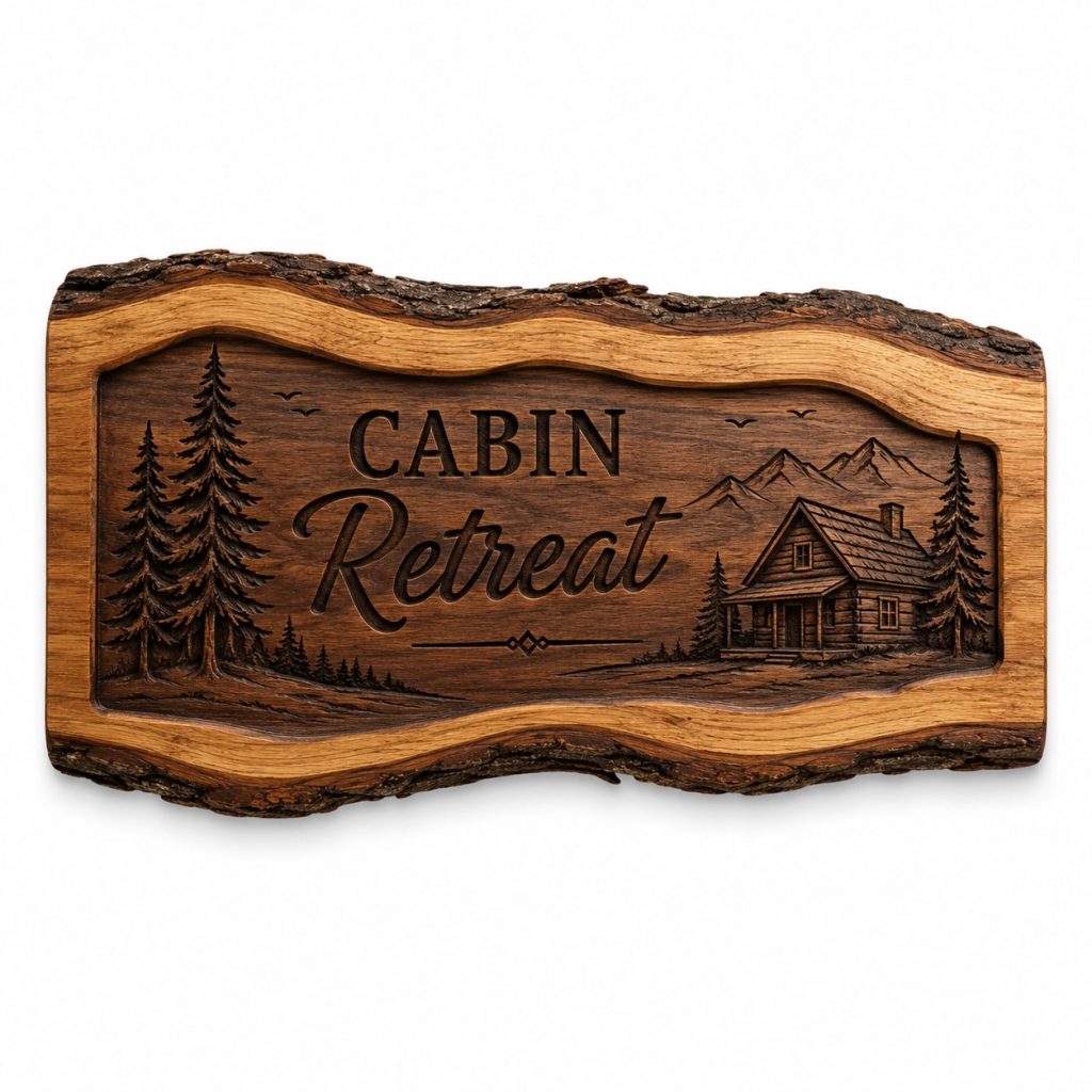 Live Edge Oak Walnut Cabin Sign - Creative Oasis