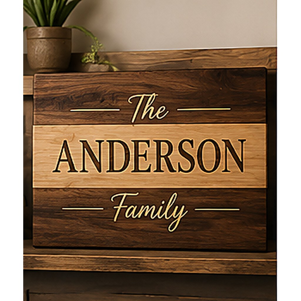 Walnut Maple Family Name Sign - Creative Oasis