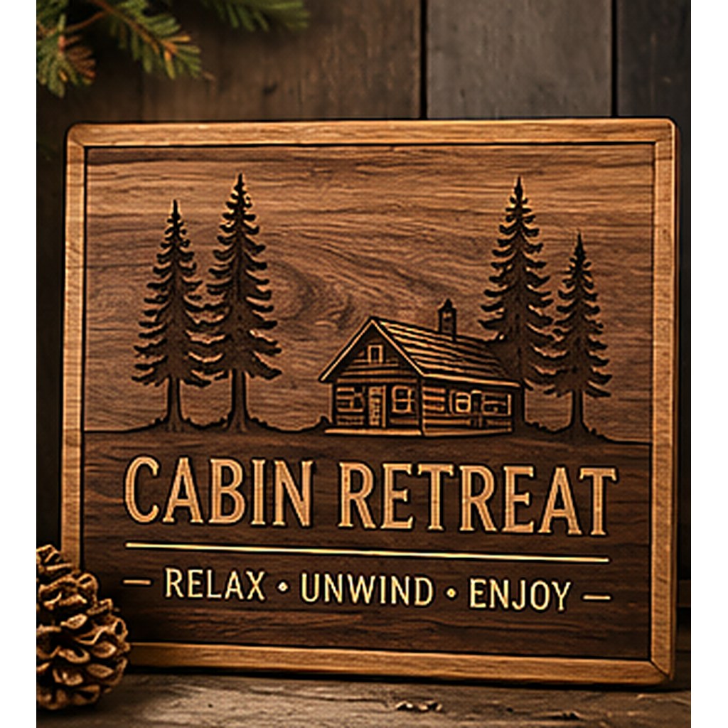 Walnut Oak Cabin Retreat Plaque - Creative Oasis