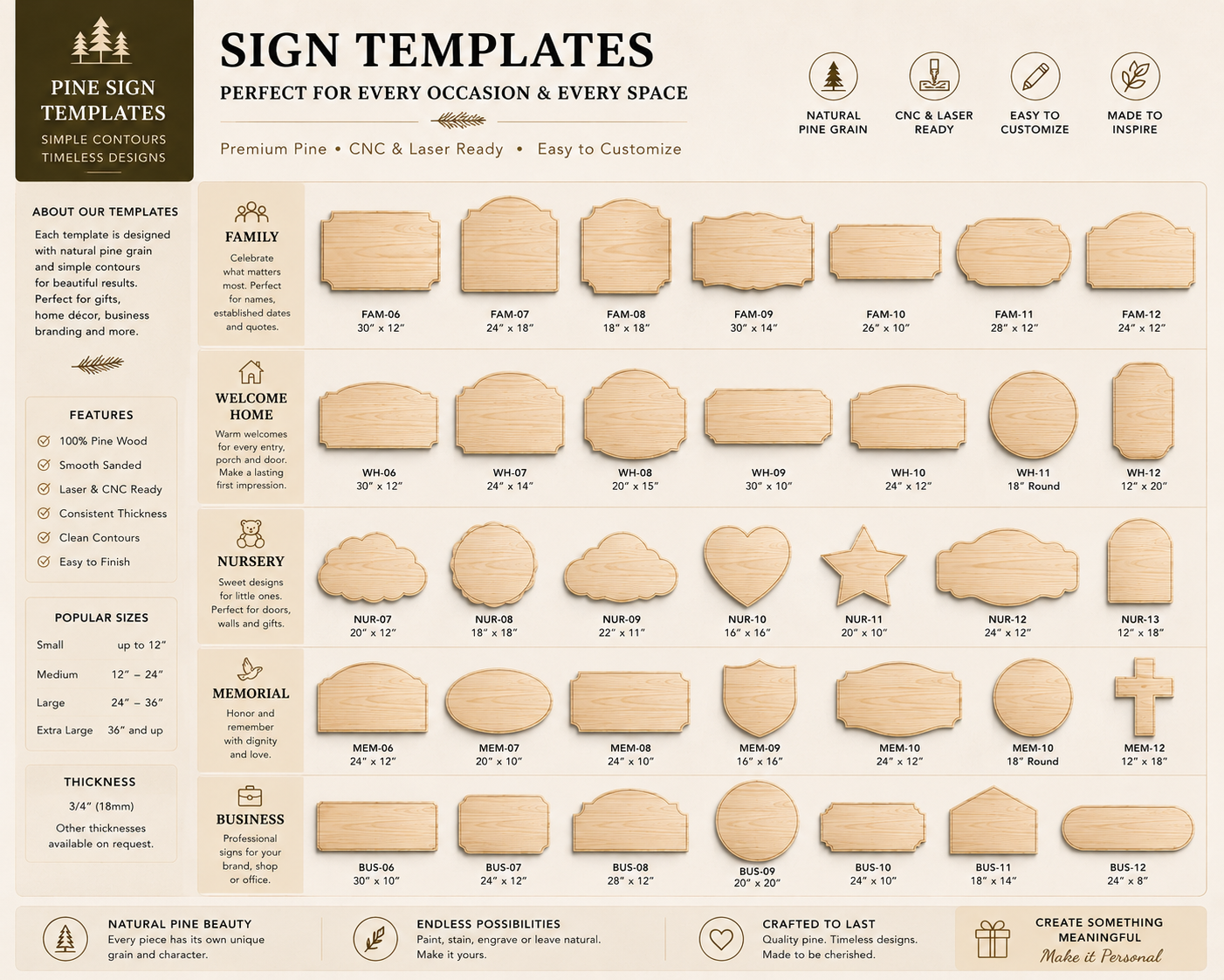 Decorative Pine Sign Blank Templates