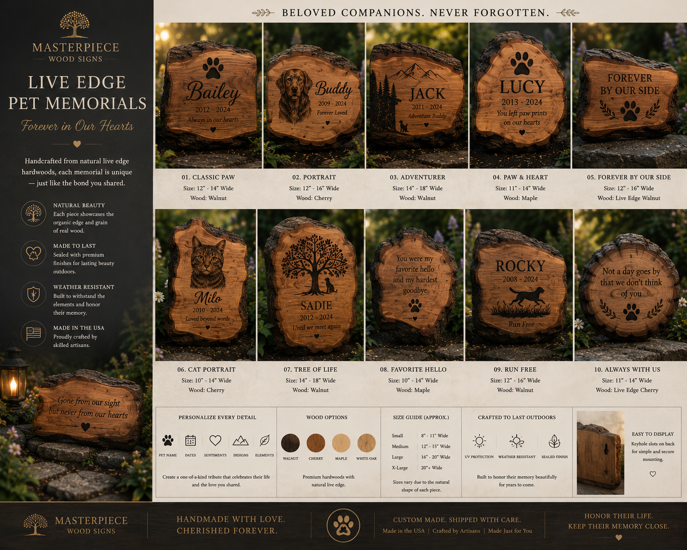 Live Edge Pet Memorials Catalogue